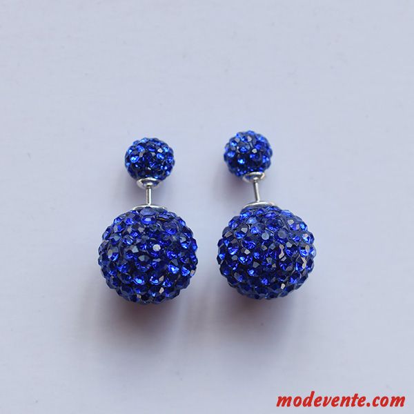 Boucles D'oreilles Femme Pierres De Strass Cristal Ultra Sided Pure Tempérament Bleu Rouge Argent