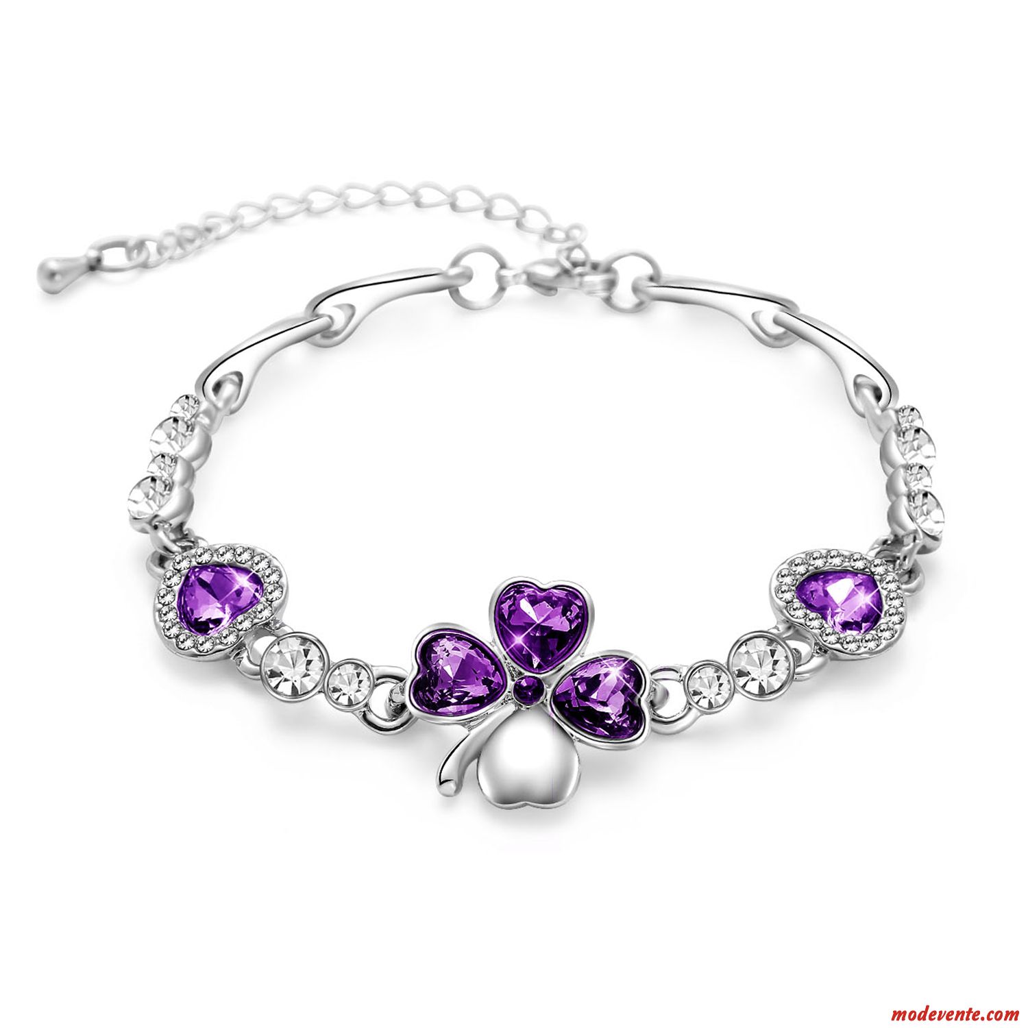 Bracelets Femme Cadeau Amour Amoureux Doux Cristal Simple Violet