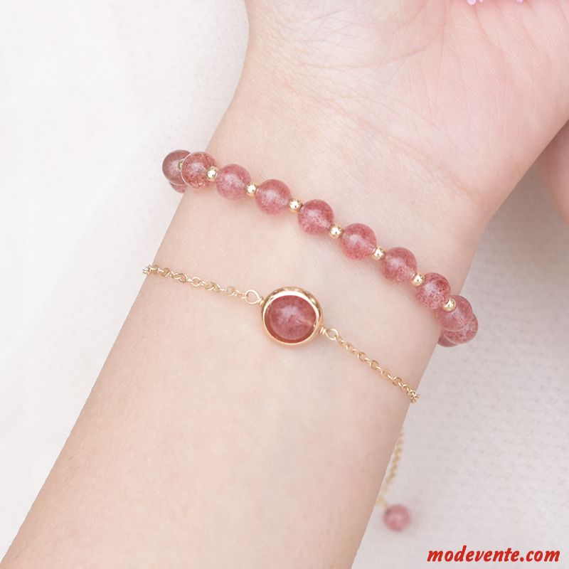 Bracelets Femme Personnalité Fleur Simple Cadeau D'anniversaire Naturel Cristal Rose