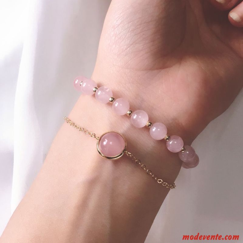 Bracelets Femme Personnalité Fleur Simple Cadeau D'anniversaire Naturel Cristal Rose