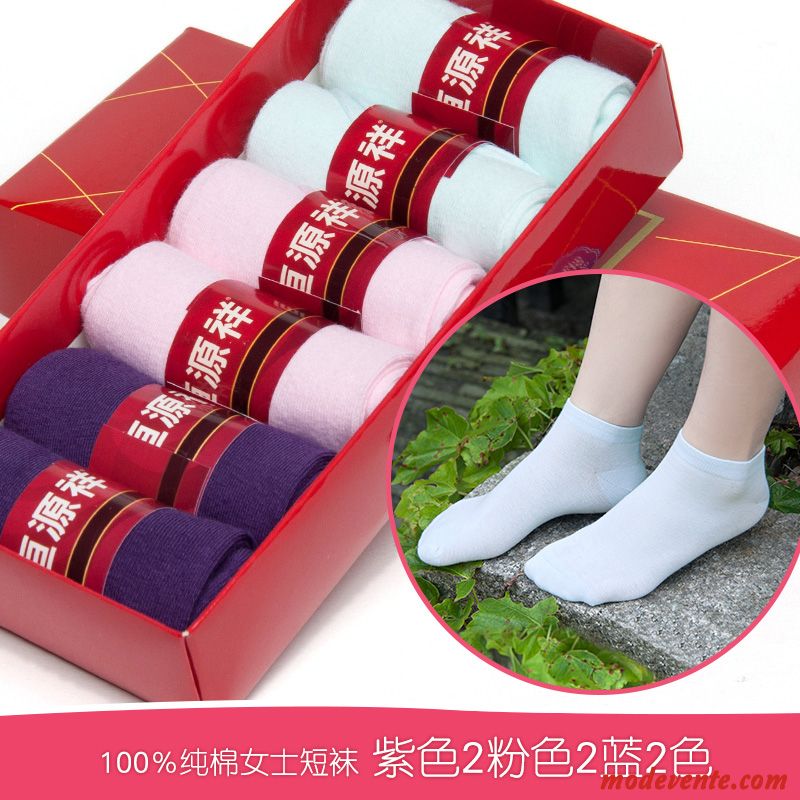 Chaussette Femme 100% Coton Chaussette Basse Coupée Chaussettes En Coton Section Mince Été Sport Blanc Clair