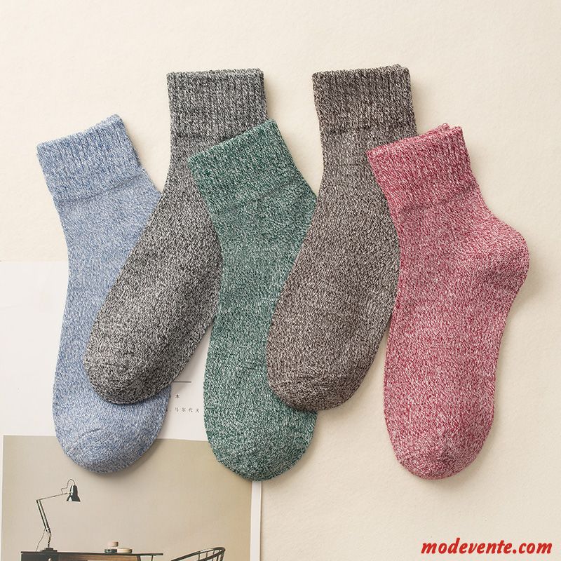 Chaussette Femme 100% Coton Chaussette Longue Chaussette Basse Coupée Chaussettes En Coton Milieu Hiver Rouge