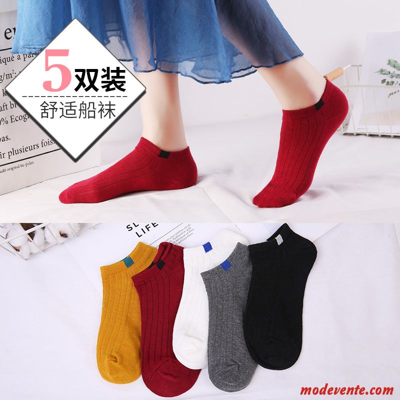 Chaussette Femme 100% Coton Chaussette Longue Chaussette Basse Coupée Chaussettes En Coton Milieu Hiver Rouge