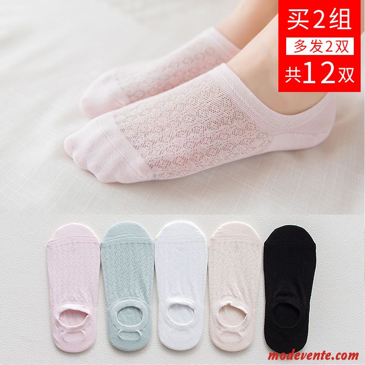 Chaussette Femme Invisible Section Mince Chaussette Basse Coupée Chaussette Courte Silicone Coton Bleu Clair