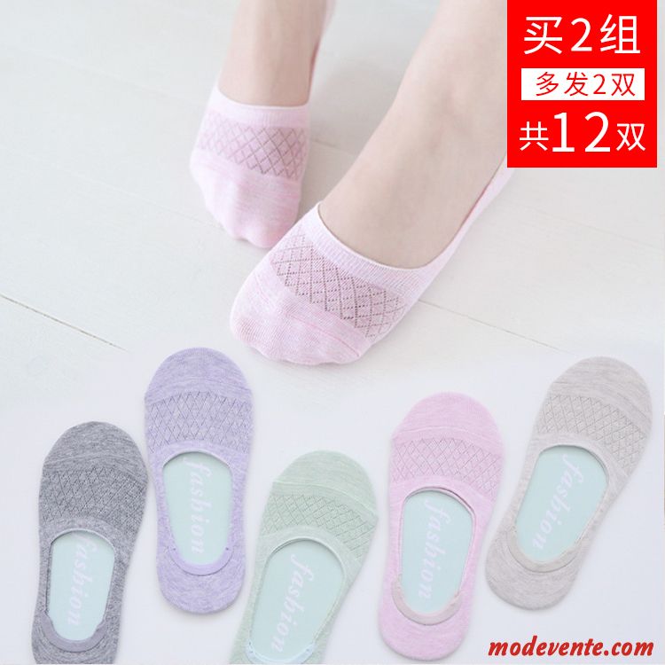 Chaussette Femme Invisible Section Mince Chaussette Basse Coupée Chaussette Courte Silicone Coton Bleu Clair