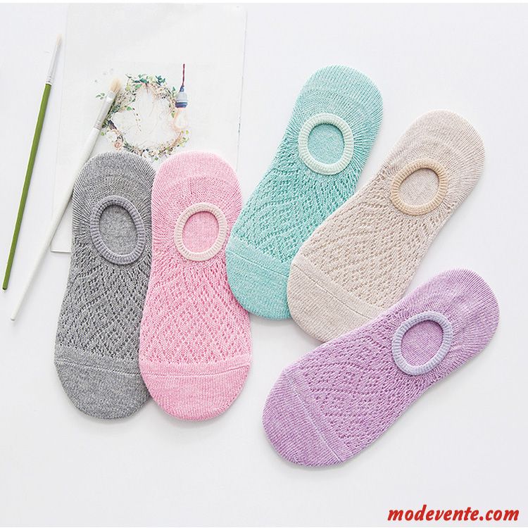 Chaussette Femme Invisible Section Mince Chaussette Basse Coupée Chaussette Courte Silicone Coton Bleu Clair