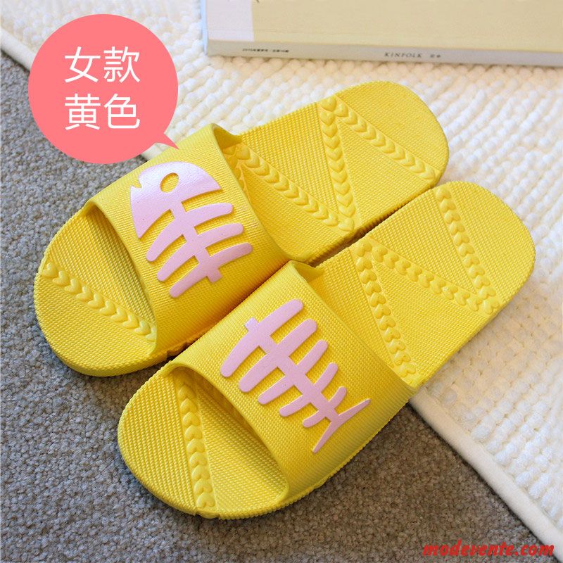 Chaussons Femme Homme Dame Fantaisie De Maison Été Intérieur Jaune