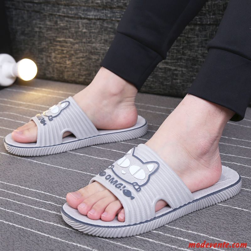 Chaussons Homme Intérieur Semelle Doux Fantaisie Été Tongs Chaussons De Maison Bleu