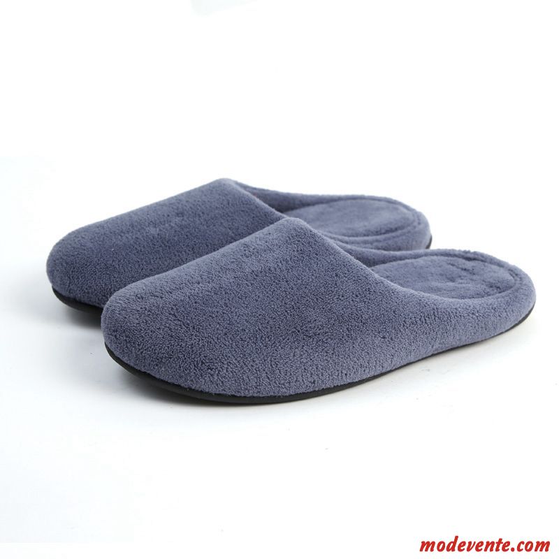 Chaussons Homme Matelassé Semelle Épaisse Hiver Fantaisie Intérieur Chauds Gris