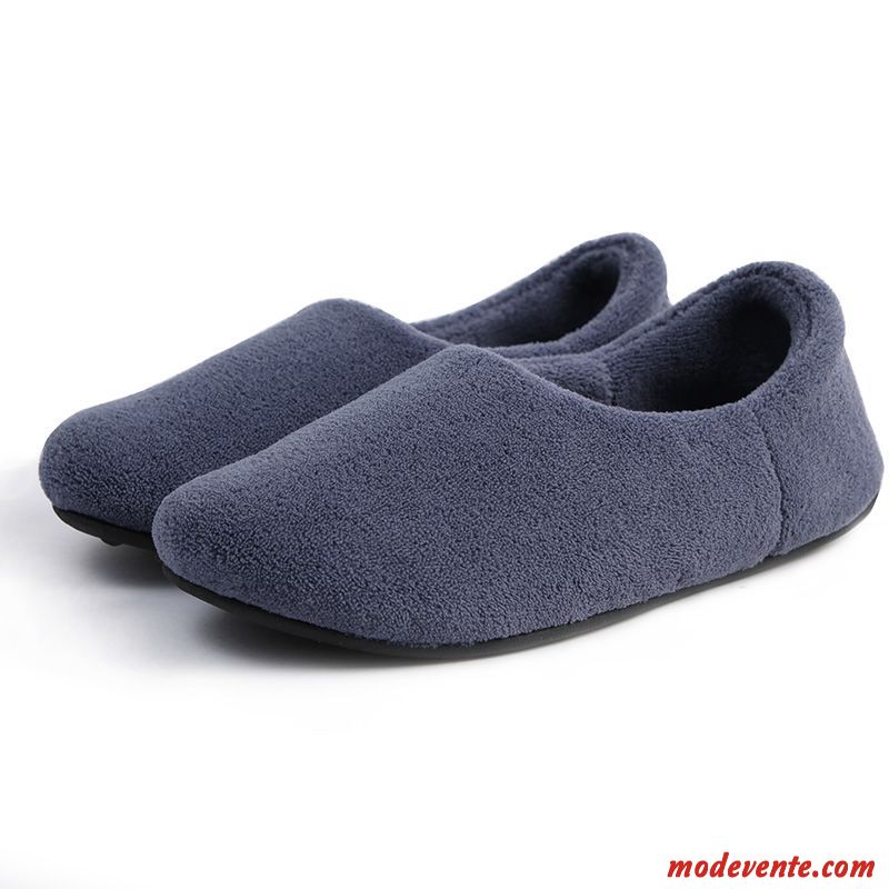 Chaussons Homme Matelassé Semelle Épaisse Hiver Fantaisie Intérieur Chauds Gris