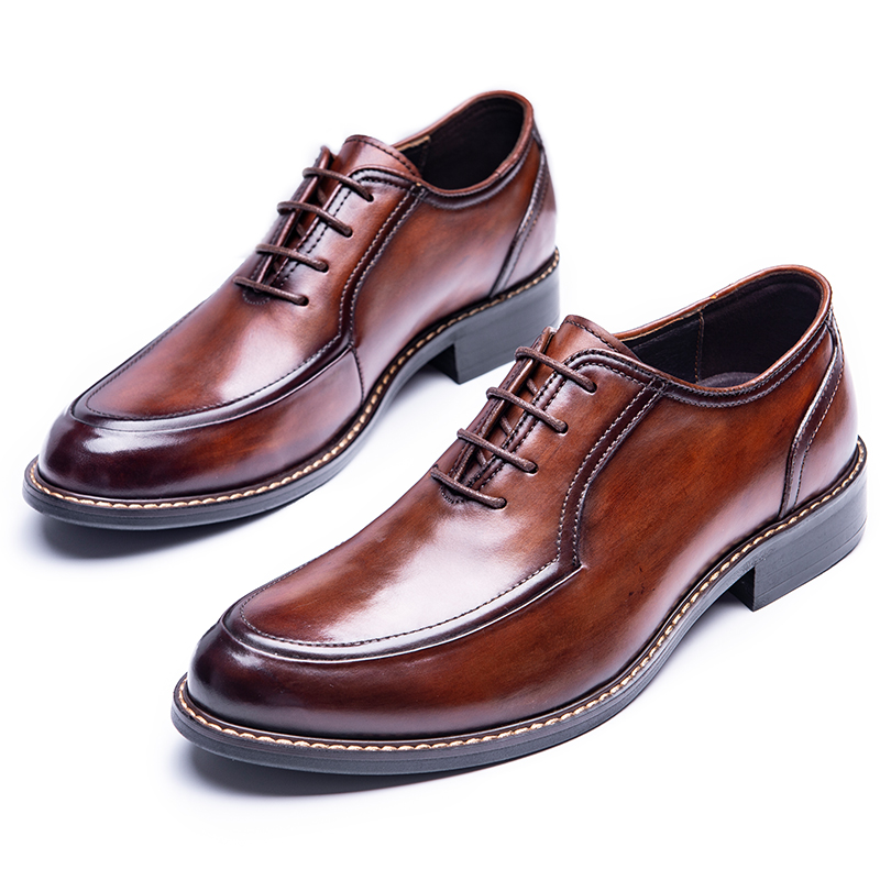 Chaussures De Ville Homme Dessus Cuir Rétro Angleterre Entreprise Cuir Véritable Chaussures En Cuir Noir