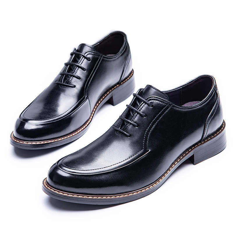 Chaussures De Ville Homme Dessus Cuir Rétro Angleterre Entreprise Cuir Véritable Chaussures En Cuir Noir