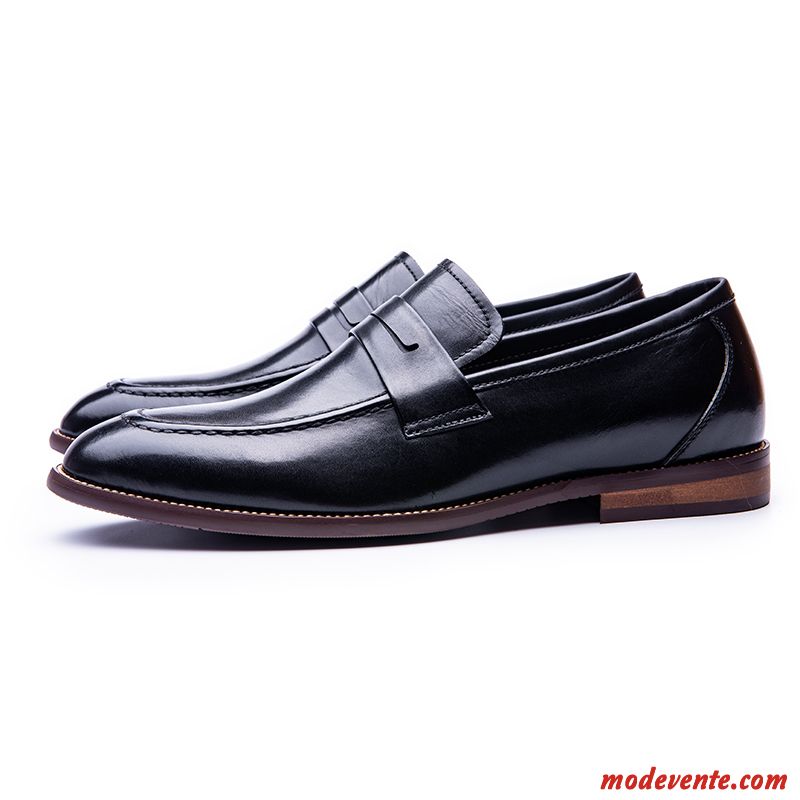 Chaussures De Ville Homme Dessus Cuir Rétro Angleterre Entreprise Cuir Véritable Chaussures En Cuir Noir