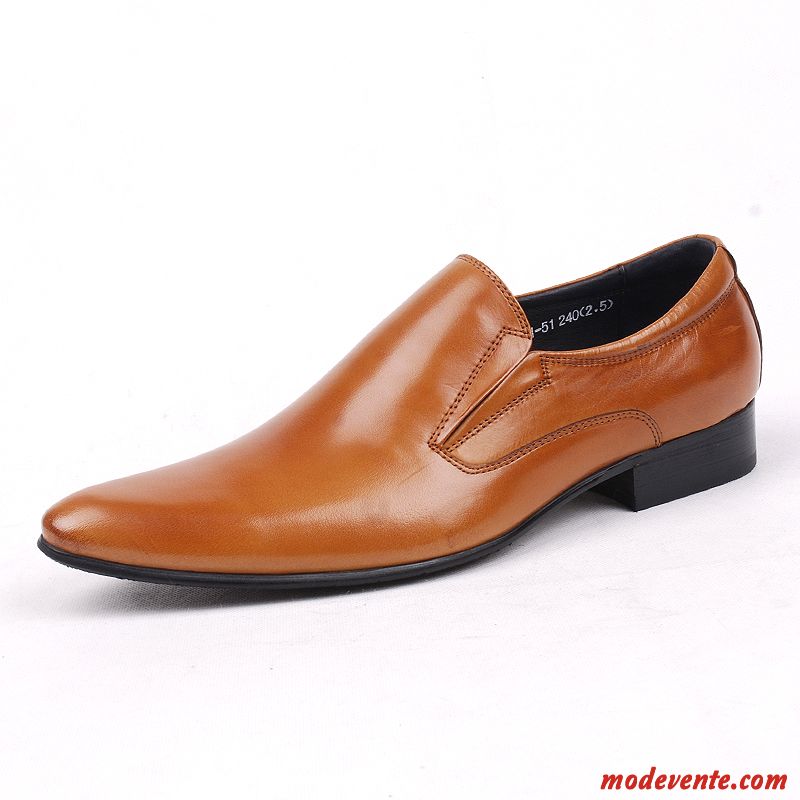 Chaussures De Ville Homme Entreprise Angleterre Cuir Véritable Pointe Pointue Derbies Chaussures En Cuir Jaune Marron