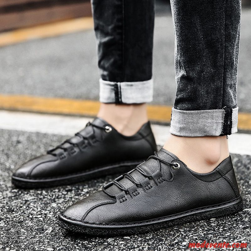 Chaussures De Ville Homme Tous Les Assortis Été Chaussures En Cuir Tendance Angleterre Mocassin Noir