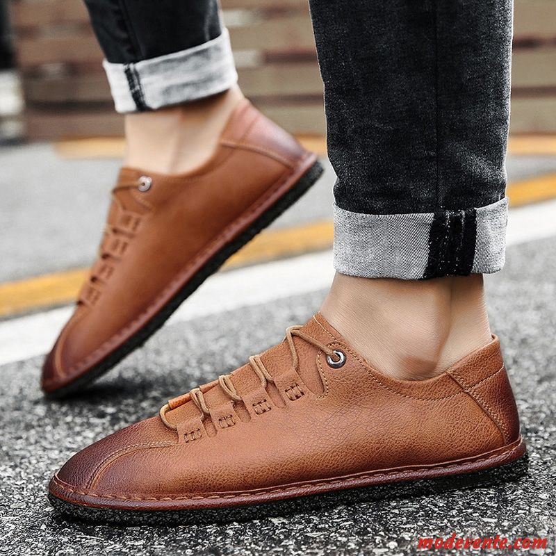 Chaussures De Ville Homme Tous Les Assortis Été Chaussures En Cuir Tendance Angleterre Mocassin Noir