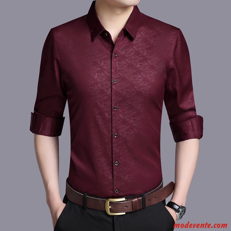 Chemise Homme Mariée Longues Une Veste L'automne Légère Outwear Rouge Violet