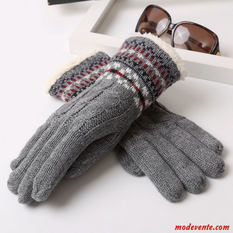 Gants Homme Plus De Cachemire Amoureux Tricot De Laine Hiver Garder Au Chaud Gris