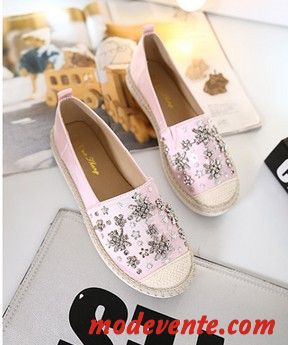 Mocassins Femme Soie L'automne Mode Plates Fleurs Imitation Strass Blanc