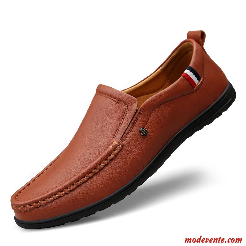 Mocassins Homme Chaussures En Cuir Dessus Cuir Décontractée Slip-on Printemps Flâneurs Marron