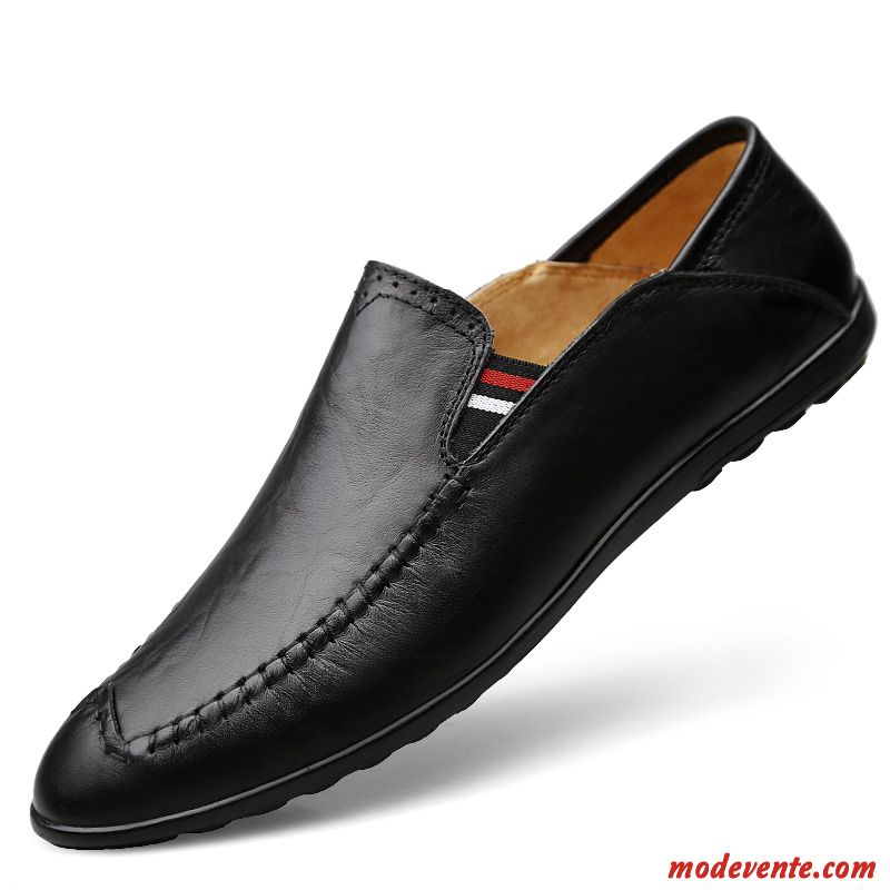 Mocassins Homme Cuir Véritable Décontractée Flâneurs Derbies Slip-on Été Noir