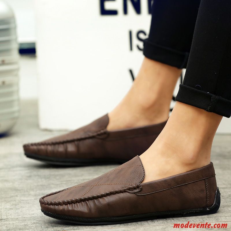 Mocassins Homme Flâneurs Chaussures En Cuir Personnalité Décontractée Printemps Tendance Noir Rouge