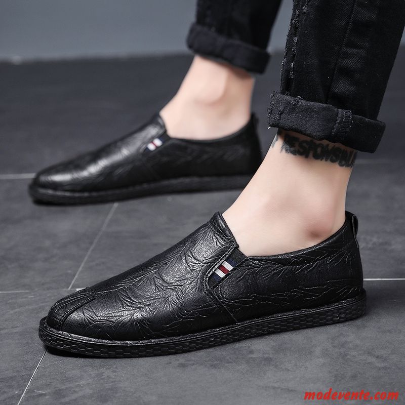 Mocassins Homme Été Tous Les Assortis Angleterre Tendance Décontractée Chaussures En Cuir Gris