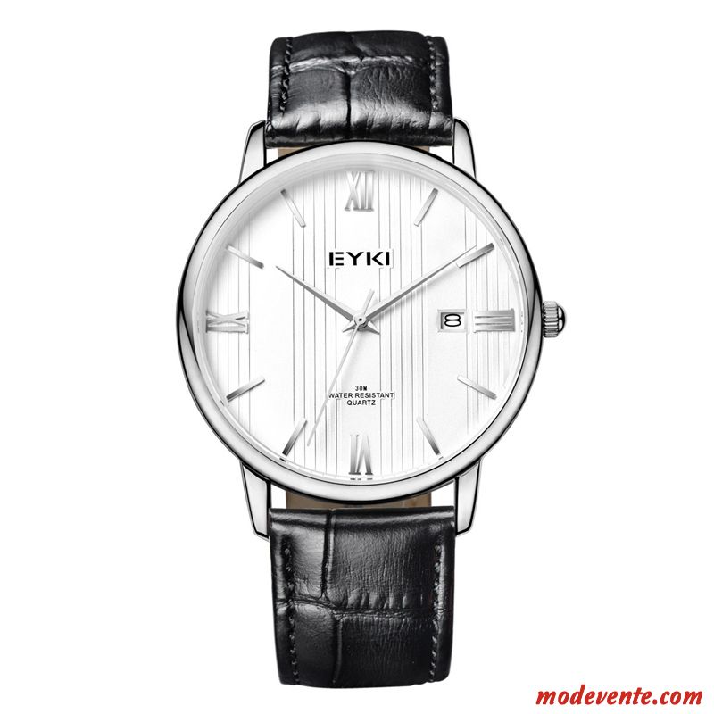 Montre Homme Loisir Personnalité Montre À Bracelet Tendance Gros Simple Blanc Or