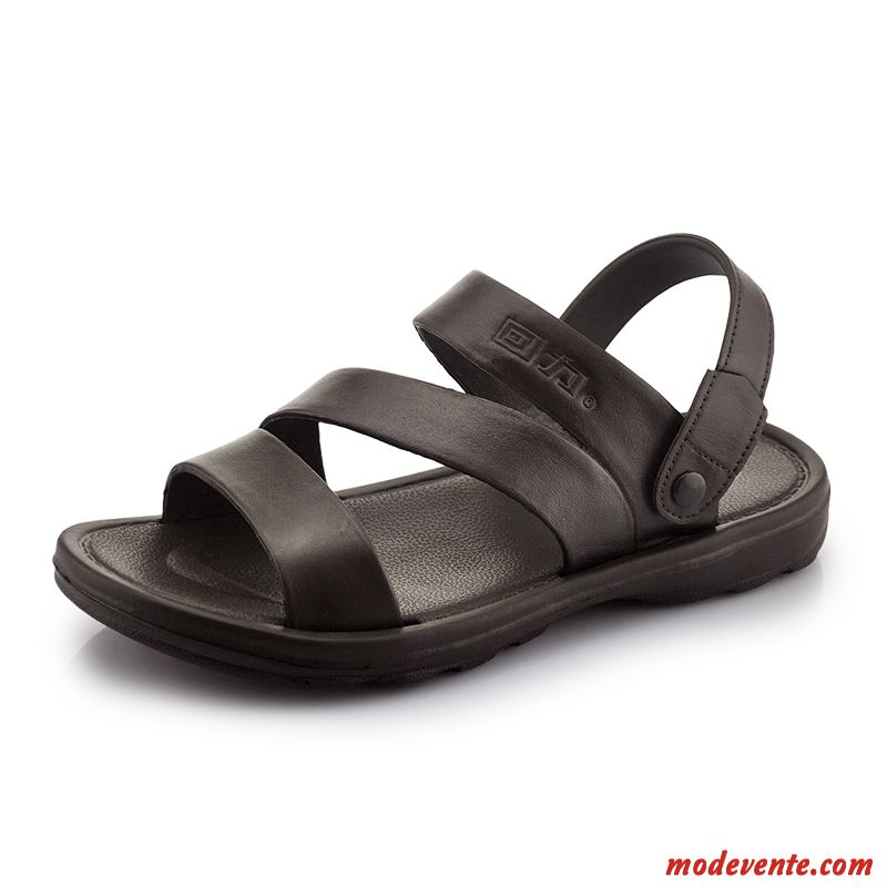 Sandales Homme Antidérapant Tongs Chaussons Plage De Plein Air Semelle Doux Été Marron