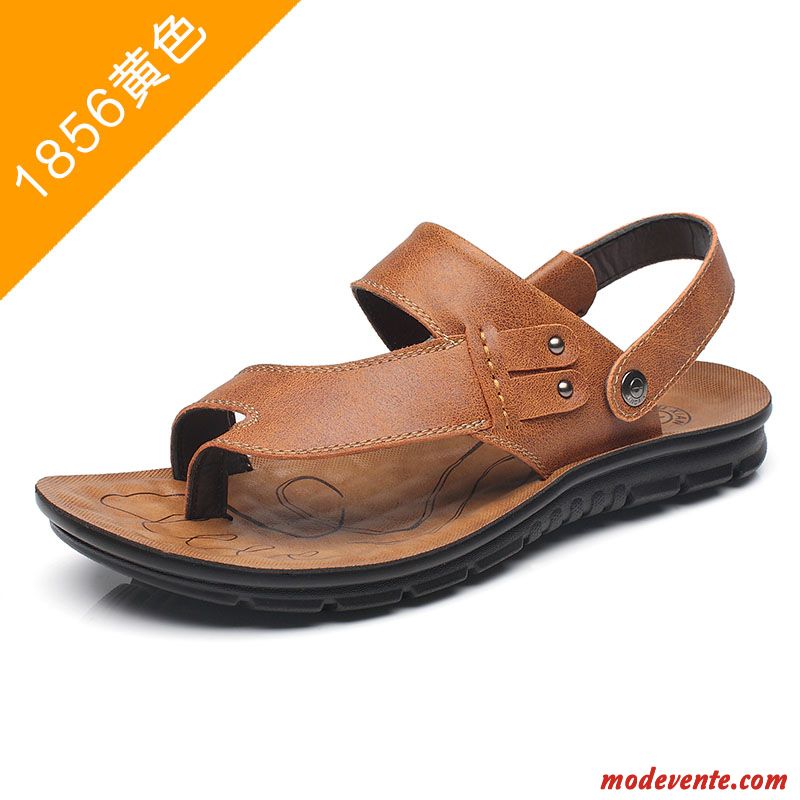 Sandales Homme Tongs Chaussons Plage Tendance Été Antidérapant Décontractée Marron