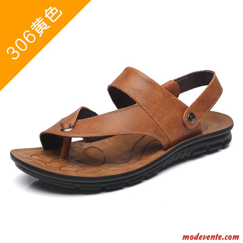 Sandales Homme Tongs Chaussons Plage Tendance Été Antidérapant Décontractée Marron