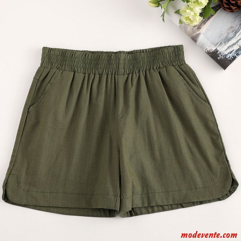 Shorts Femme Lin Mince Baggy Été Décontractée Grande Taille Vert