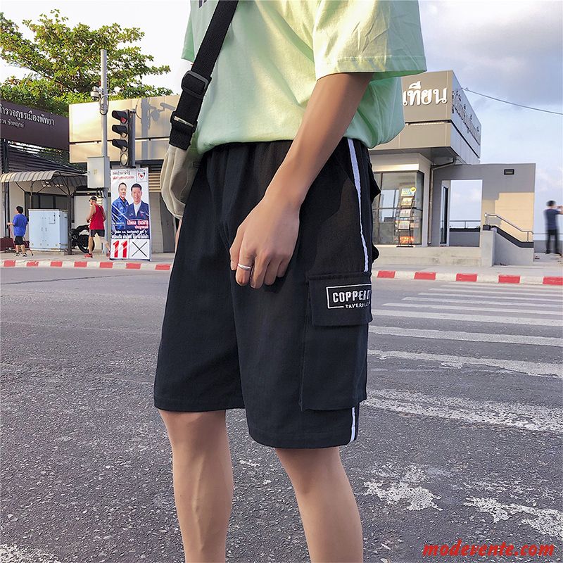 Shorts Homme Beau Légère Tendance Baggy Cinquième Pantalon Été Noir