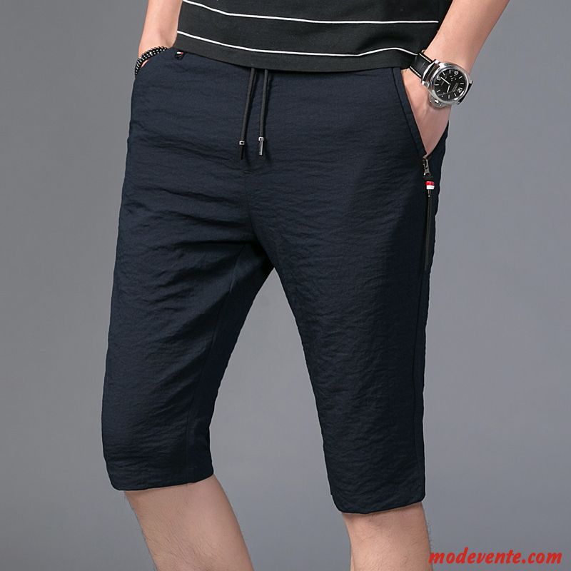 Shorts Homme Jambe Droite Été Confortable Pantalons Baggy Tendance Noir