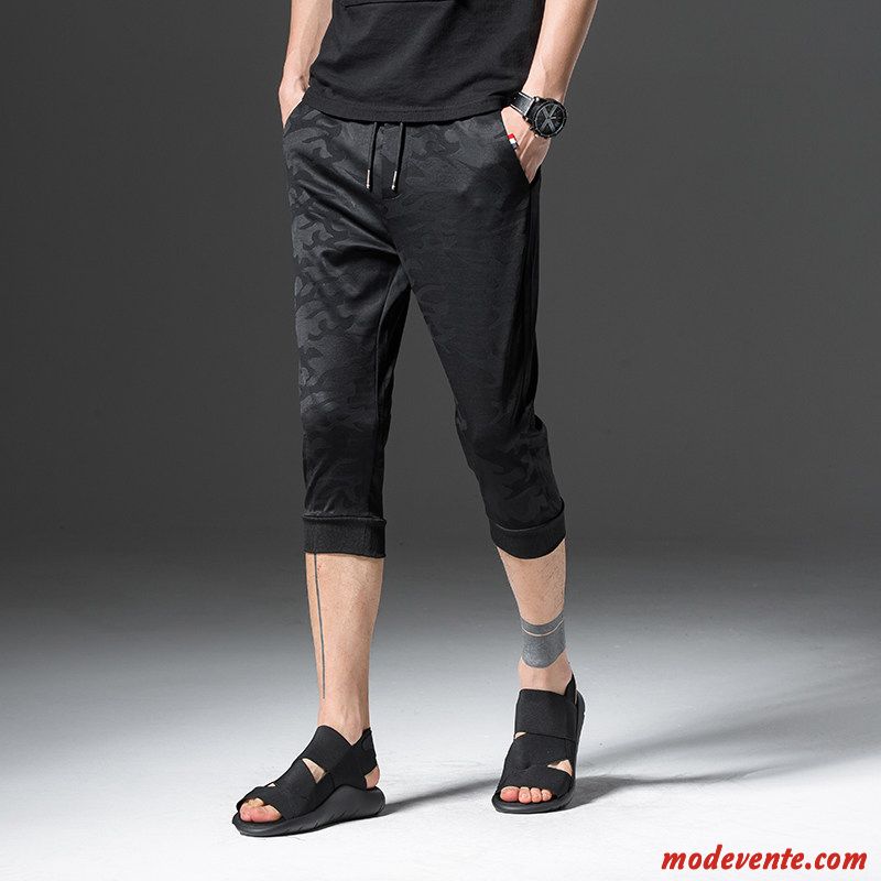 Shorts Homme Les Pantalons De Survêtement Tendance Légère Septième Pantalon Été Baggy Noir