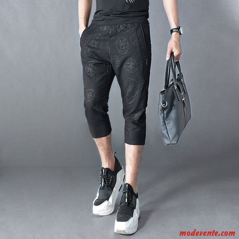 Shorts Homme Les Pantalons De Survêtement Tendance Légère Septième Pantalon Été Baggy Noir