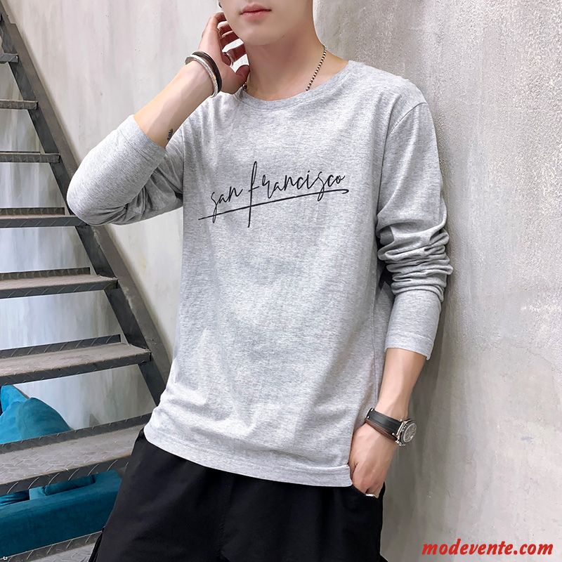 T-shirt Homme T-shirt Long L'automne Coton Bio Chemise En Bas Printemps Sweat À Capuche Rouge