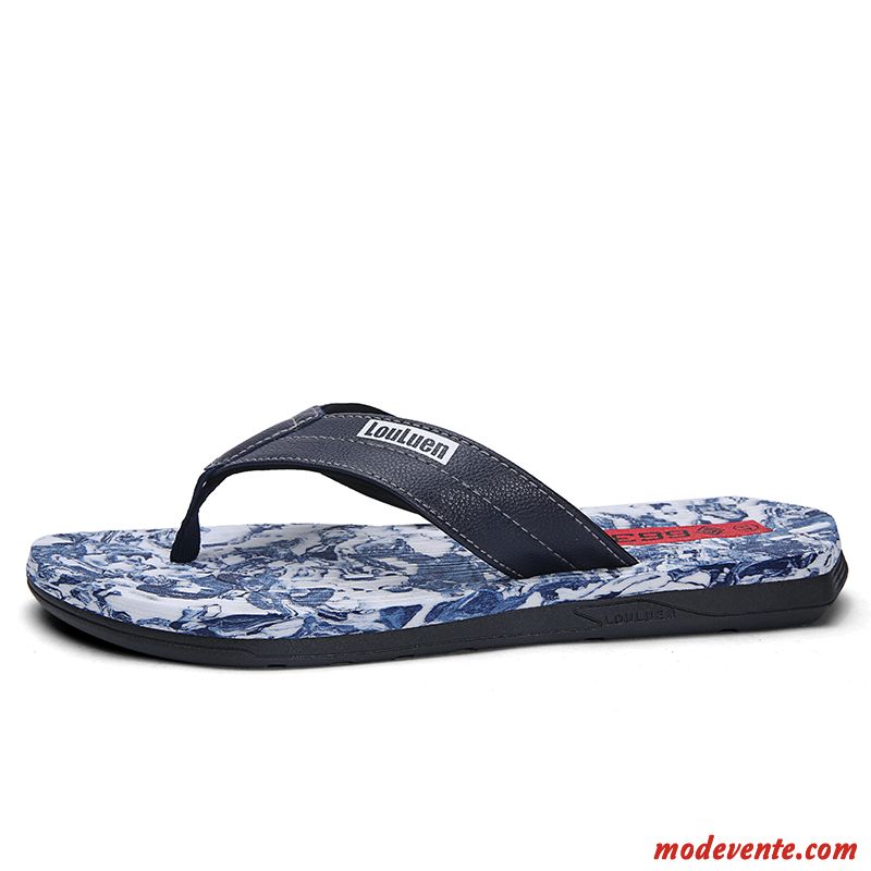 Tongs Homme Plage Tongs Chaussons De Plein Air Été Personnalité Tendance Bleu