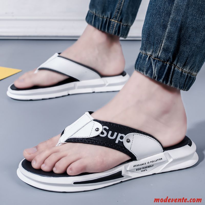 Tongs Homme Tendance Été Mode Antidérapant Tongs Chaussons Plage Noir