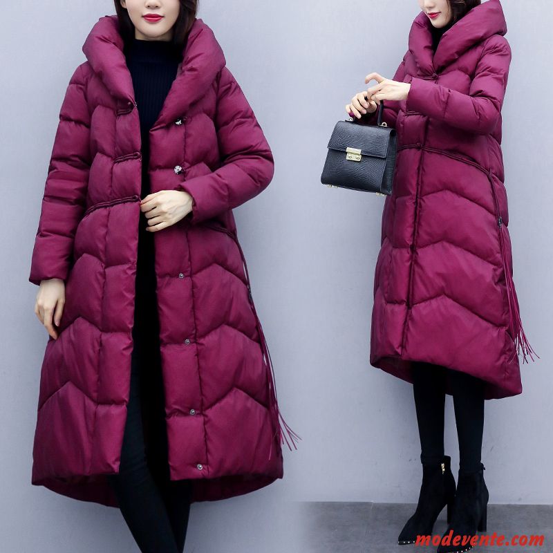 Veste En Coton Femme Personnalité Mode Chauds Longue Confortable Vêtements Matelassé Rouge Violet