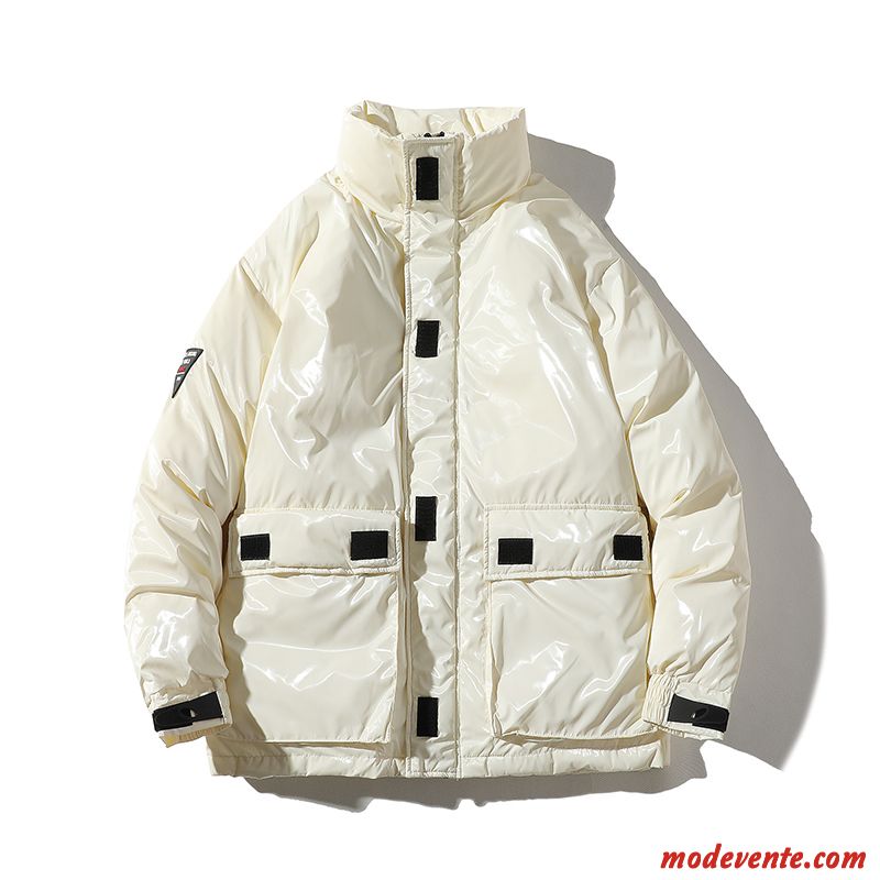 Veste En Coton Homme Chauds Col Mandarin Vêtements Matelassé Paillette Cargo Marque De Tendance Argent