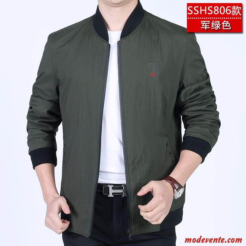 Veste Homme Manteau De Travail Légère Blouson Printemps L'automne Pure Vert