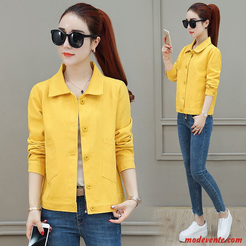 Vestes Femme Blouson Longues Une Veste Printemps Court Denim Jaune