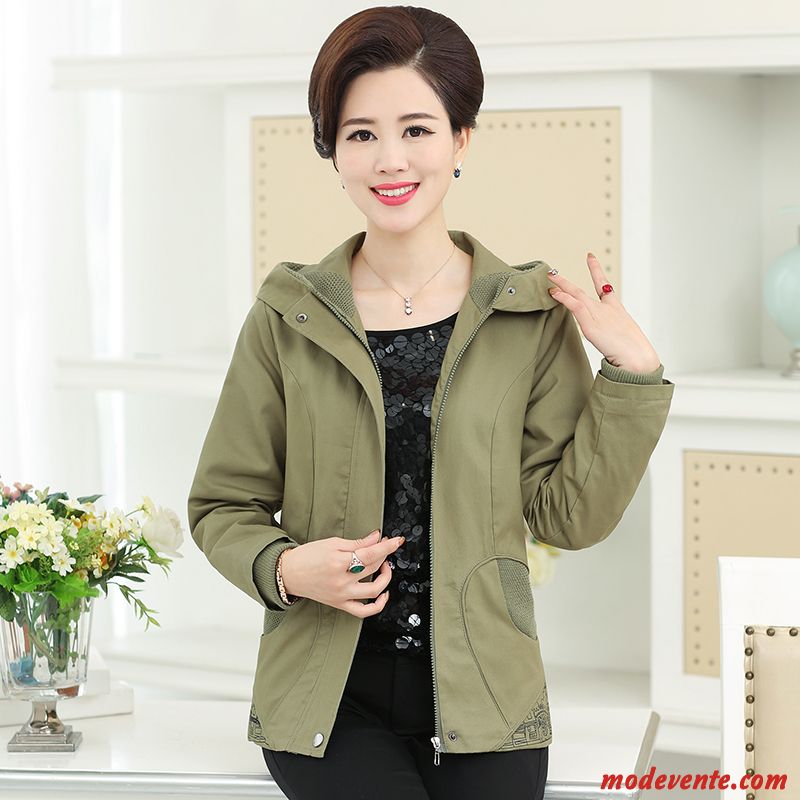 Vestes Femme Longues Une Veste Manteau Court Âge Moyen Maman Vert