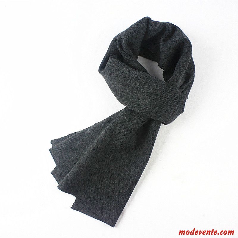 Écharpe Homme All-match Le Nouveau Art Longue Section De Laine L'automne Pure Noir Gris Clair