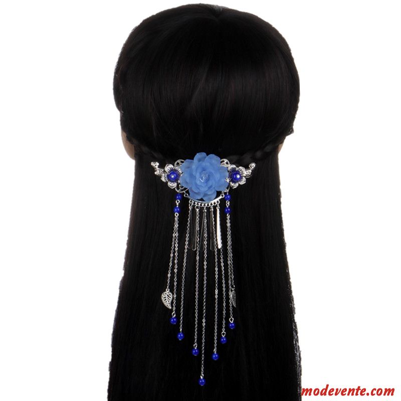 Épingle À Cheveux Femme Folk-custom Classique Rétro Couvre-chefs Ornements De Cheveux Bleu Clair