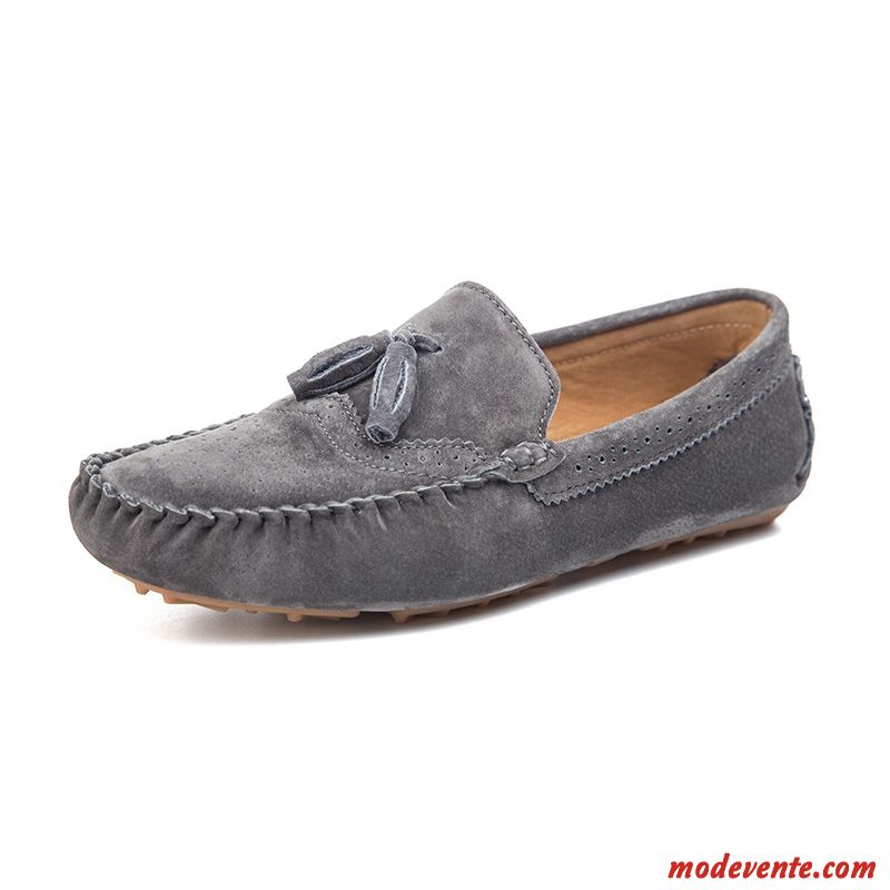 Chaussure Homme Pas Cher Mocassins Violet Gris Fumé Mc23213