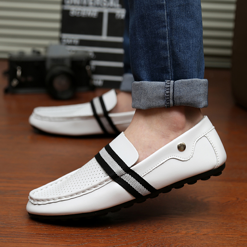 Chaussure Mocassin Homme Pas Cher Blanc Tomate Mc23165