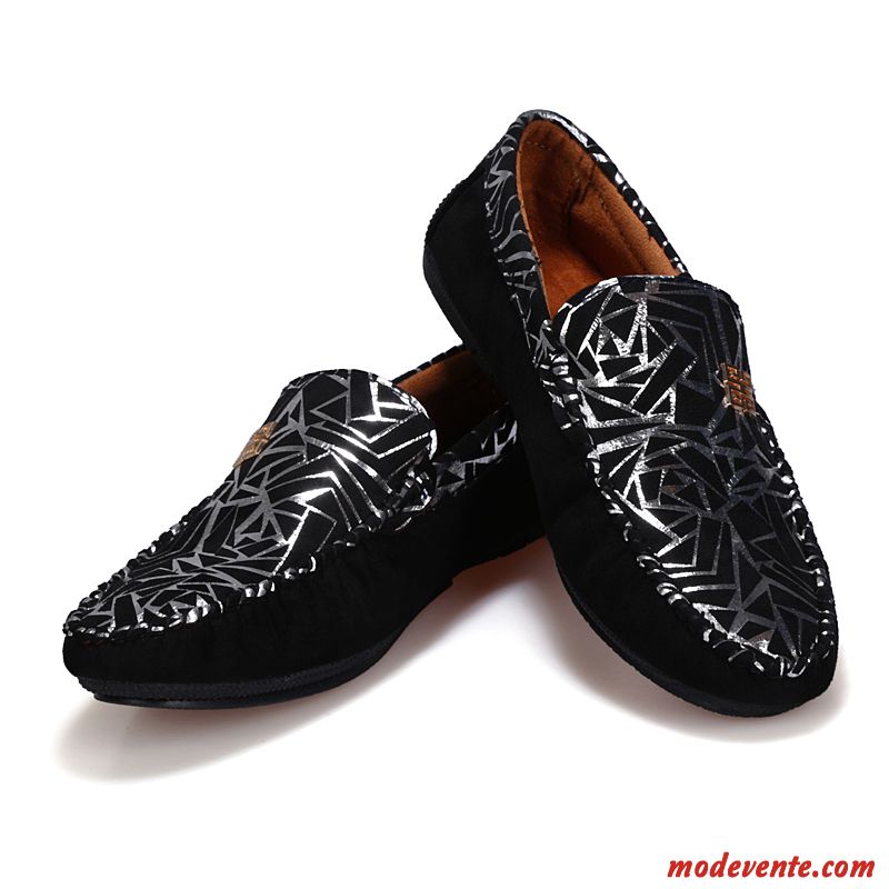 Chaussure Mocassin Homme Pas Cher Tout Noir Rouge Mc23532