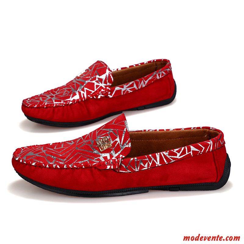 Chaussure Mocassin Homme Pas Cher Tout Noir Rouge Mc23532